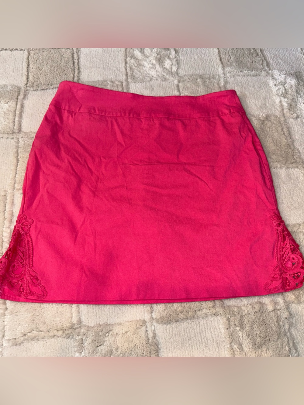 Jessica Riley Bright Pink Lace Trim Stretch Mini Skort Size Large